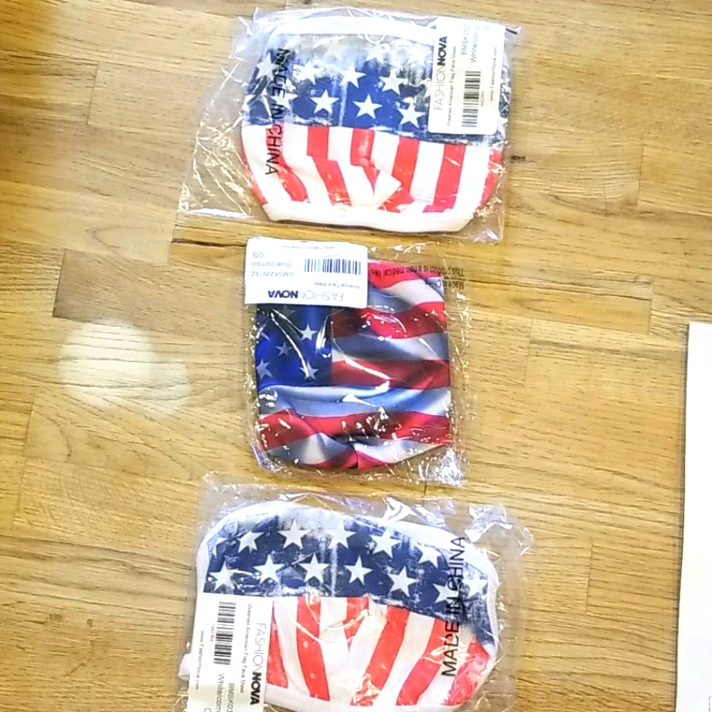 3 American Flag adult masks.
